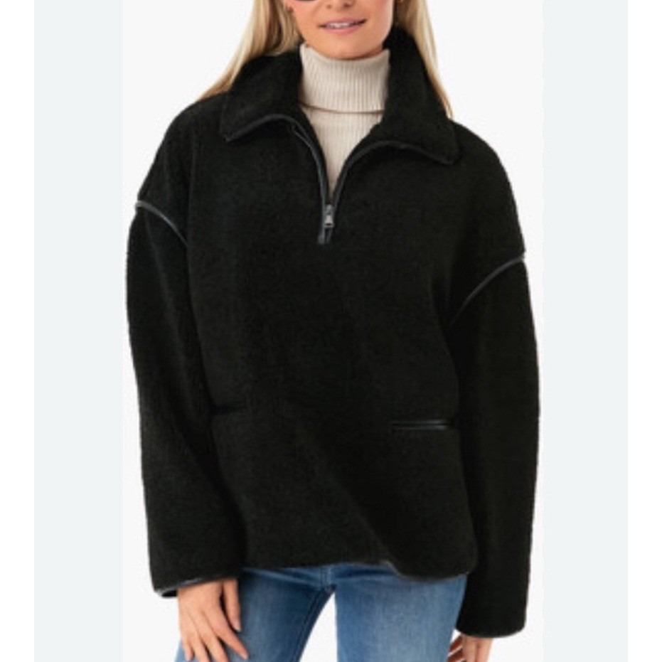 Tuckernuck Black Rhodes Shearling Quarter Zip Large Pullover Comfy Cozy Chic